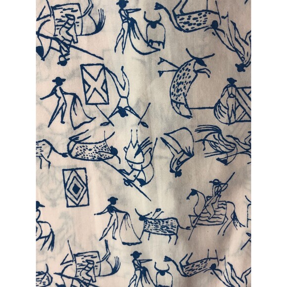 1960s JONATHAN HILL Design. BULL. Matador Print. Button Up Collared Shirt. XS-S - Picture 6 of 9